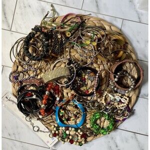 Lot Of 50 Pieces Junk Bracelet Lot Vintage Wearable Junk Drawer DIY Crafting